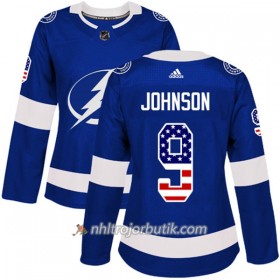 Dame Ishockey Tampa Bay Lightning Tröja Tyler Johnson 9 Adidas 2017-2018 Blå USA Flag Fashion Authentic
